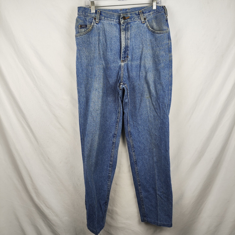 Lee Jeans Mens 32x30 Blue Medium Wash Relaxed Tapered Denim Pants Casual